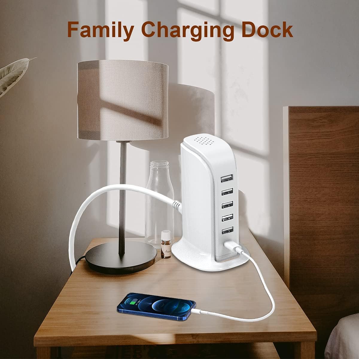 Charging Station for Multiple Devices 40W Upoy, Wall Charger Block 5 USB Ports(Shared 6A), USB Charging Hub Smart IC, Charger Tower with Type-C 3A for iPhone iPad Tablets Smartphones, Home Office Use - Image 6
