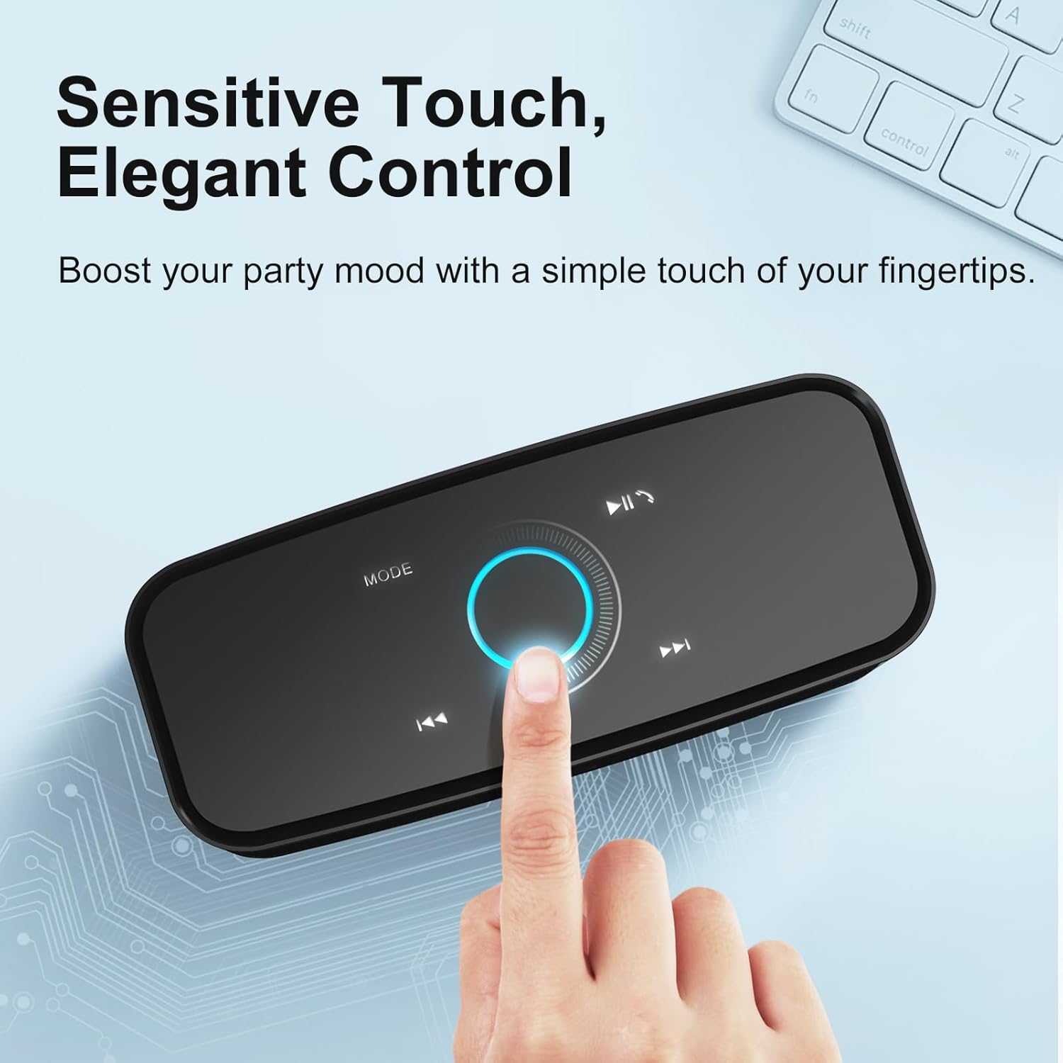 DOSS SoundBox Touch Wireless Bluetooth Speaker with 12W HD Sound and Bass, IPX5 Waterproof, 20H Playtime, Handsfree, for Office, Home, Outdoor, Travel-Upgraded - Image 3