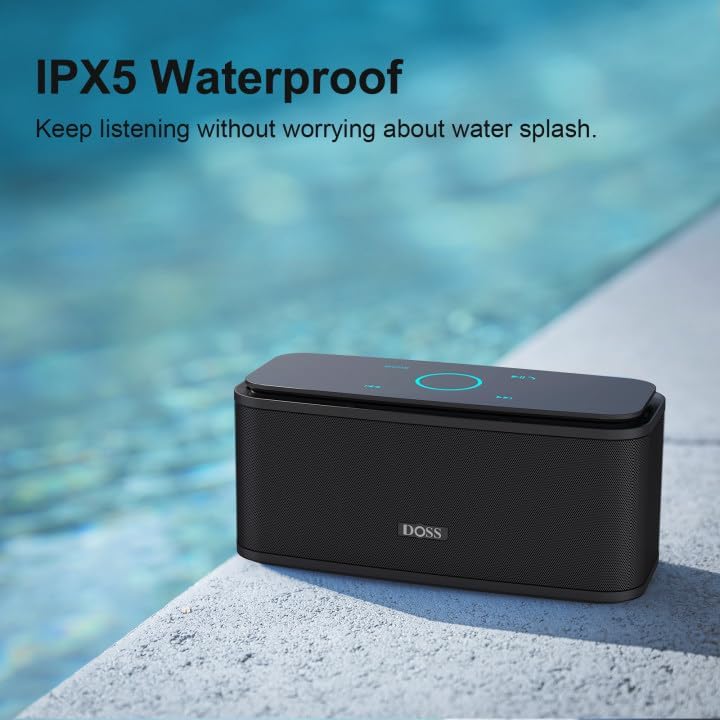 DOSS SoundBox Touch Wireless Bluetooth Speaker with 12W HD Sound and Bass, IPX5 Waterproof, 20H Playtime, Handsfree, for Office, Home, Outdoor, Travel-Upgraded - Image 4