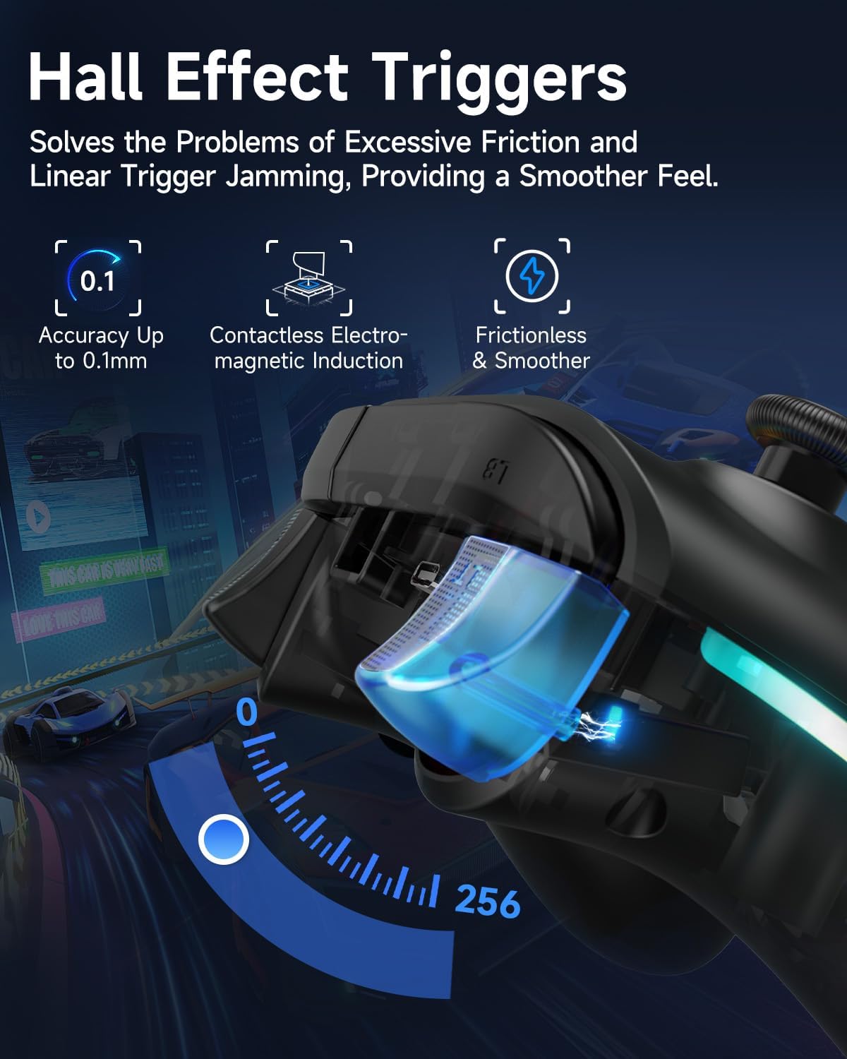 EasySMX X15 PC Controller - Enhanced Wireless Bluetooth Controller with Hall Joysticks/Hall Triggers/RGB Lighting - No Stick Drift, No Dead Zone - Work for Windows PC, Android, Steam and Switch - Image 5