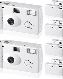 Treela 6 Pack of Disposable Camera for Wedding Bulk Bachelorette Single Use Flash 35mm 17 Film 200iso Camera for Birthday Concert Travel Anniversary Party Supply Favor Vacation Gift (White,Classic)