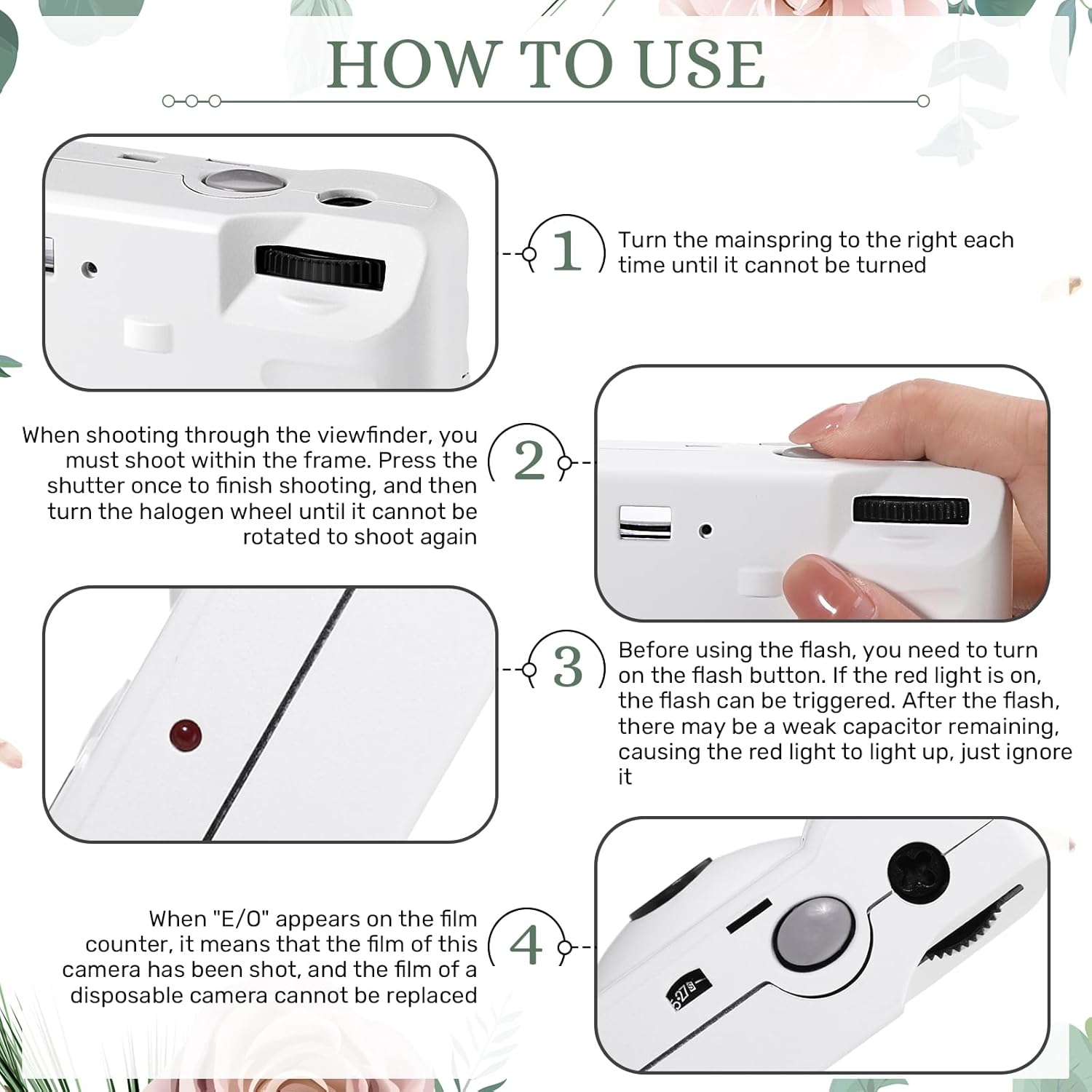 Treela 6 Pack of Disposable Camera for Wedding Bulk Bachelorette Single Use Flash 35mm 17 Film 200iso Camera for Birthday Concert Travel Anniversary Party Supply Favor Vacation Gift (White,Classic) - Image 3